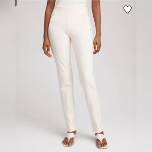 Chico's 3R US 16 Slimming 360 Juliet Trim Detail Ankle Pants Basic English Cream
